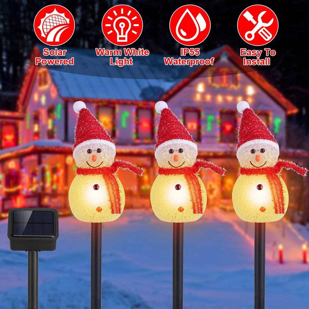 Solar snowman garden stake lights